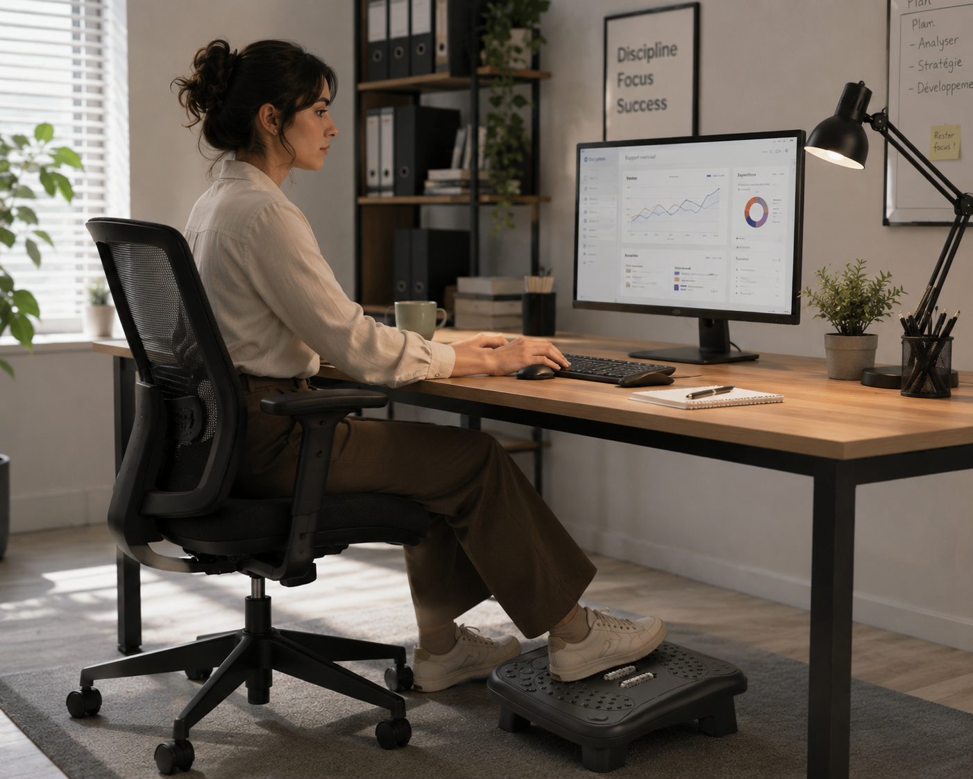Repose-Pieds Ergonomique de Bureau avec Rouleaux de Massage