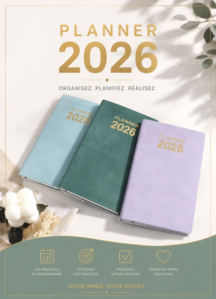 Agenda 2026 A6 – Planificateur Quotidien Premium